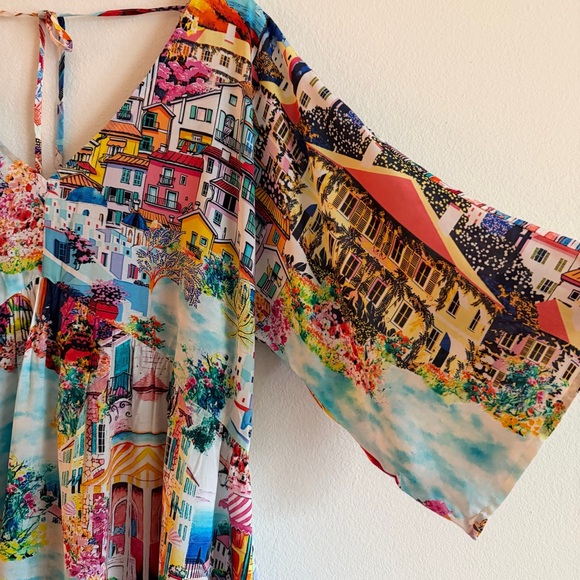 Johnny Was Cannes A-Line Cover Up Dress Blue Seaside Size 1X NWT - Picture 4 of 8